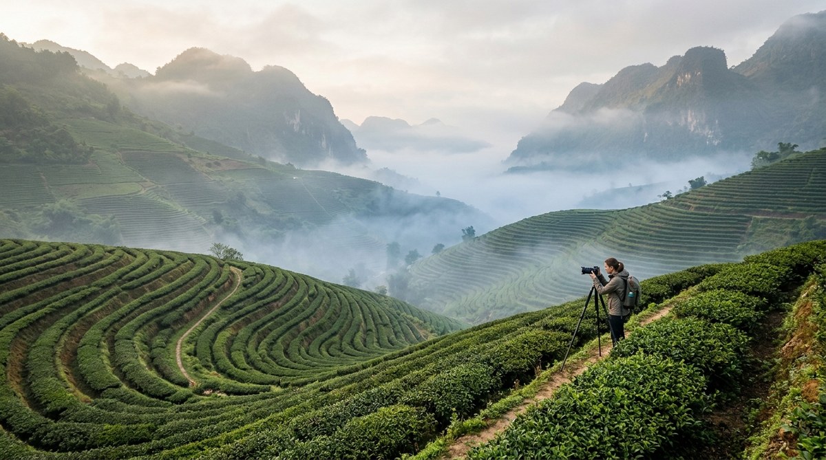 How to Photograph the Ancient Tea Terraces of Luang Prabang in Misty Light
